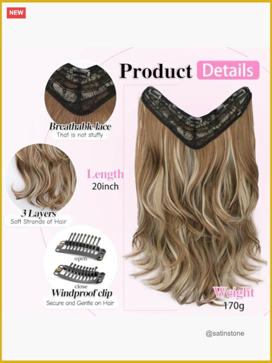 Long 20 Clip In Wavy Hair Extensions for Women, 7 Clips Full Head main image 5